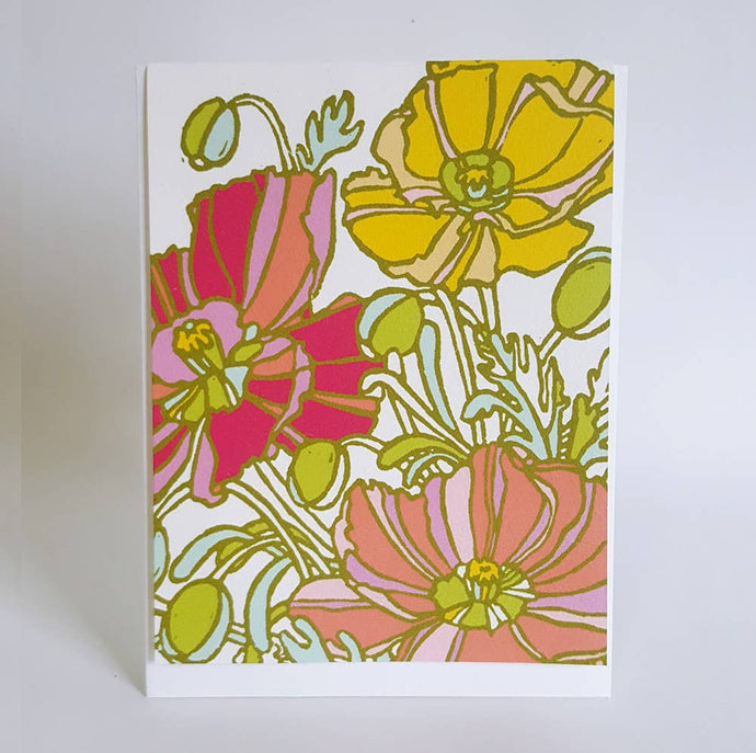 Little Green - Icelandic Poppies Floral Blank Note Card / Fine Art Card