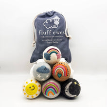 Load image into Gallery viewer, Fluff Ewes &quot;Rain(bow) or Shine&quot; premium wool dryer balls: set of 6 | Hustle &amp; Blush