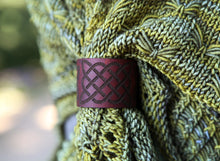 Load image into Gallery viewer, Leather Celtic Knot Shawl Cuff with Bronze Stud | Sunrise Grove