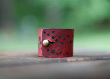 Load image into Gallery viewer, Leather Stars and Moon Shawl Cuff with Bronze Stud | Sunrise Grove