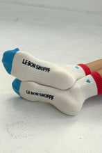 Load image into Gallery viewer, Embroidered Color Block Girlfriend Socks | Le Bon Shoppe