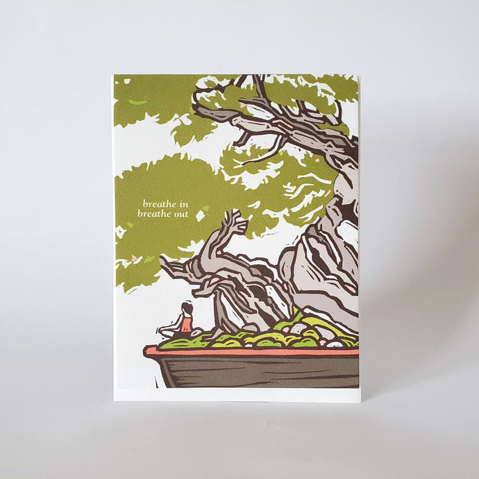 Little Green - Breathe In Breathe Out Japanese Bonsai Meditation Card
