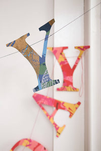 Happy Birthday Recycled Blue Mix Sewn Garland | East End Press