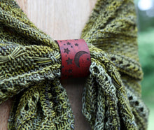 Load image into Gallery viewer, Leather Stars and Moon Shawl Cuff with Bronze Stud | Sunrise Grove