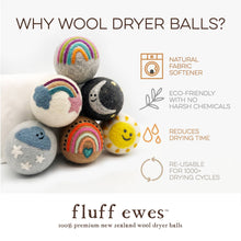 Load image into Gallery viewer, Fluff Ewes &quot;Rain(bow) or Shine&quot; premium wool dryer balls: set of 6 with oil | Hustle &amp; Blush