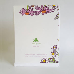 Little Green - Botanical Yellow Rose Blank Note Card / Art Greeting Card