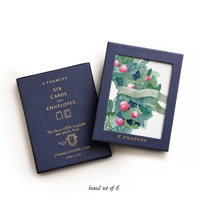 Comfort and Joy Wreath Holiday Card Boxed Set | E. Frances Paper