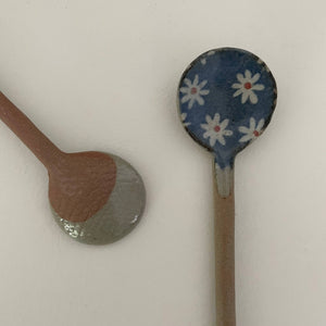 fort & field | Flower print small handmade Japanese pottery tea spoon