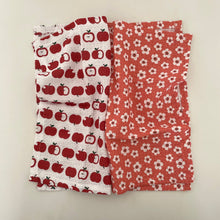 Load image into Gallery viewer, fort &amp; field | 100% cotton red apple/flower kitchen dishcloths - set of 2