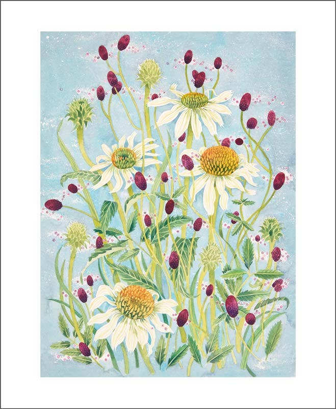 Echinacea and Sanguisorba Card by Angie Lewin | Art Angels