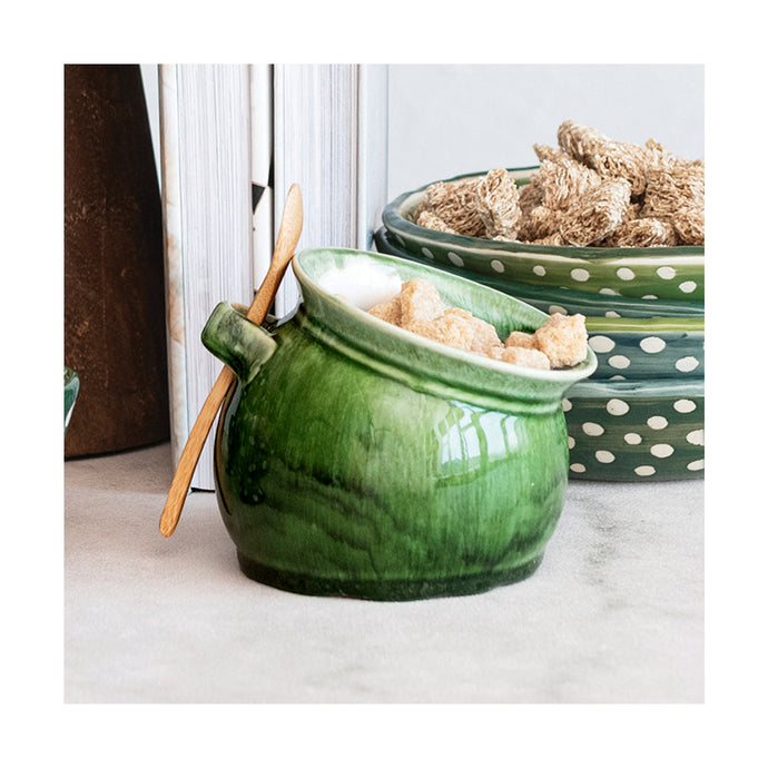 Green Salt Dish with Spoon | Creative Co-op