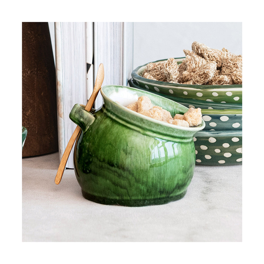 Green Salt Dish with Spoon | Creative Co-op