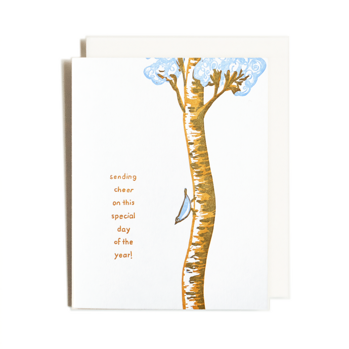 Bird sending cheer | Homework Letterpress Studio