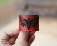 Load image into Gallery viewer, Leather Moth Shawl Cuff with Bronze Stud and Yarrow Plant | Sunrise Grove
