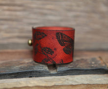Load image into Gallery viewer, Leather Moth Shawl Cuff with Bronze Stud and Yarrow Plant | Sunrise Grove