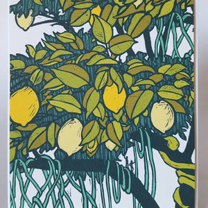 Little Green - Tropical Lemon Tree Life Blank Notecard / Art Greeting Card