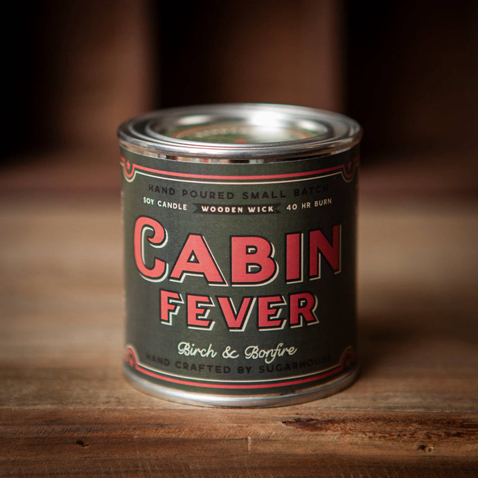 Cabin Fever Soy Candle with Wooden Wick | Sugarhouse Leather