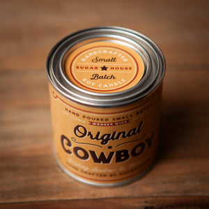 Original Cowboy Soy Candle with Wooden Wick | Sugarhouse Leather