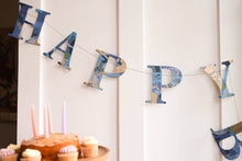 Load image into Gallery viewer, Happy Birthday Recycled Blue Mix Sewn Garland | East End Press