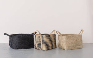 Rectangular Floor Basket with handle, jute | Will & Atlas