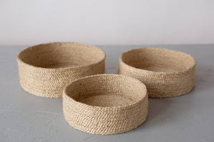 Round Tabletop Basket Trio, jute - natural | Will & Atlas