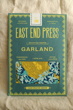 Load image into Gallery viewer, Packaging of East End Press garland with floral and egg designs, indicating it is a hand painted paper product.