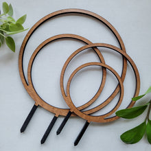 Load image into Gallery viewer, Wood Double Hoop Indoor Plant Trellis | Leaf &amp; Node